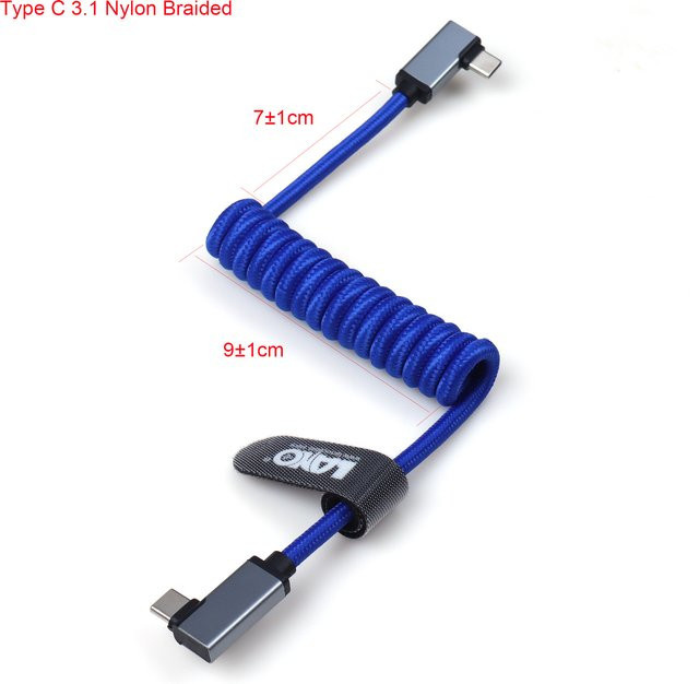 Lano USB-C auf USB-C Winkel Ladekabel mit Nylon-Ummantelung in Blau für schnelles PD-Laden, Länge: 168 cm - Bild 1