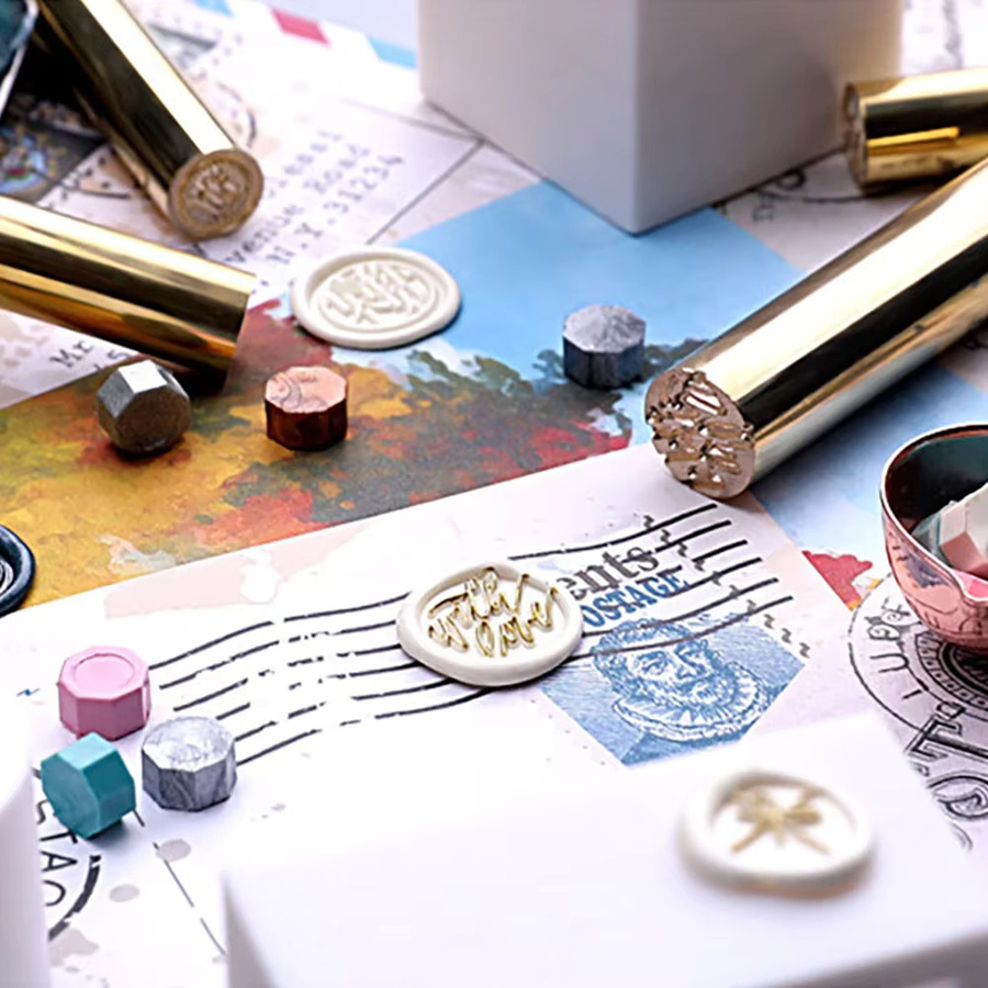 Wachssiegel-Stempel mit Schneeflocken- und Mond-Motiv aus Messing in Gold für Umschläge und Hochzeitseinladungen, Durchmesser: 15 mm - Bild 3