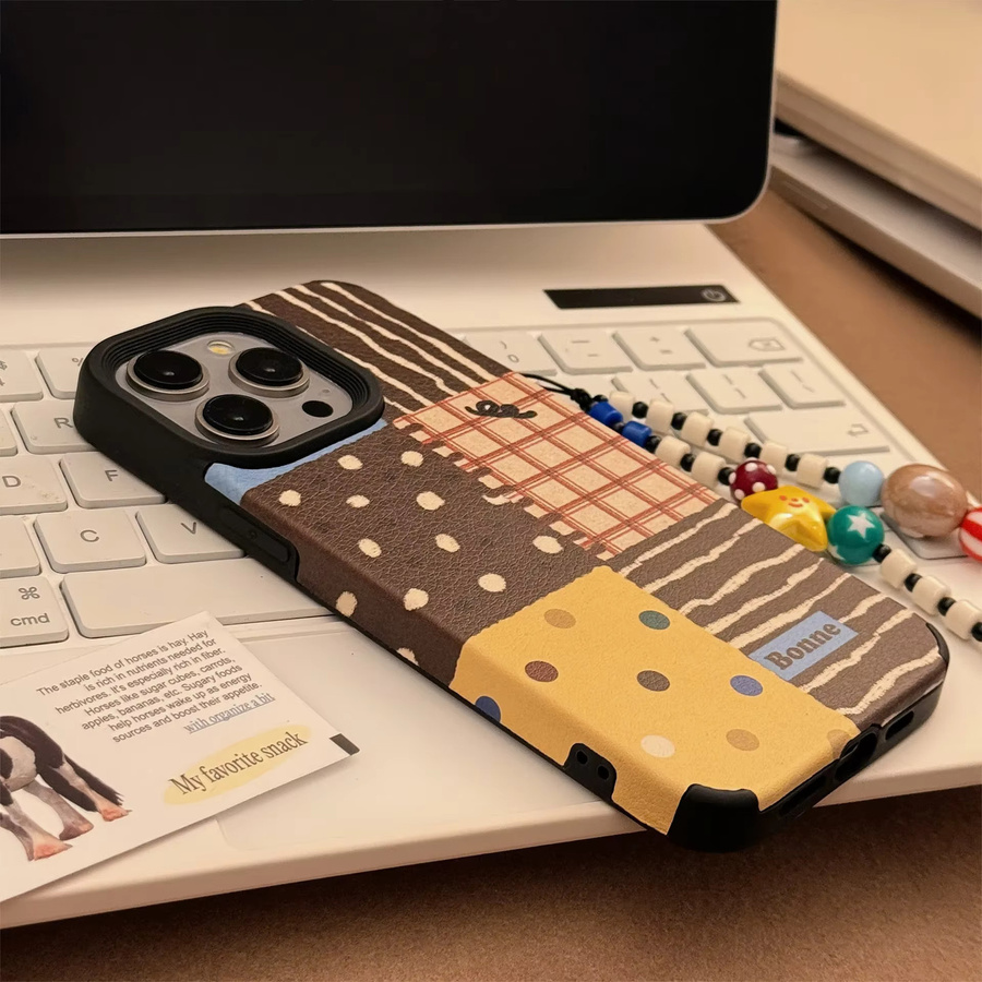 Potdemiel Kunstleder Handyhülle mit Streifen und Punkten für iPhone 11 bis 17 Pro Max inklusive Armband, Multicolor, stoßfest - Bild 4