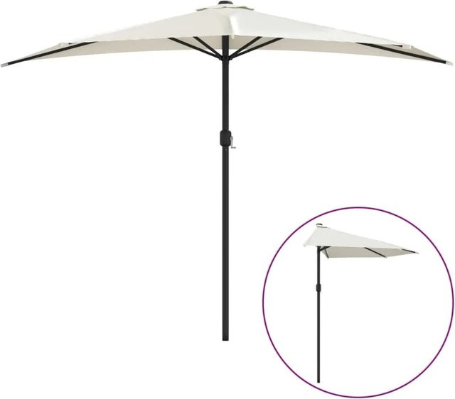 furnicato Balkon-Sonnenschirm Halbrund mit Aluminiummast in Sandfarben B: 300 cm, H: 155 cm - Bild 1