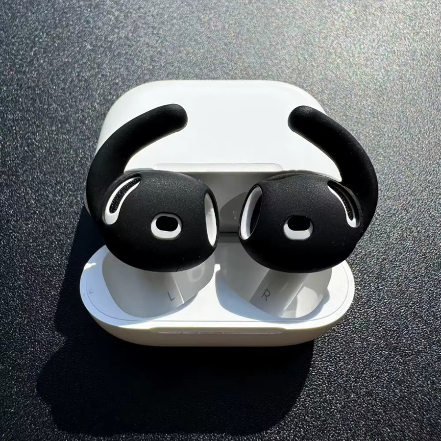 Apple AirPods 4 Zubehör Silikon Ohrkappen in Schwarz für sicheren Halt und Anti-Slip-Effekt - Bild 5