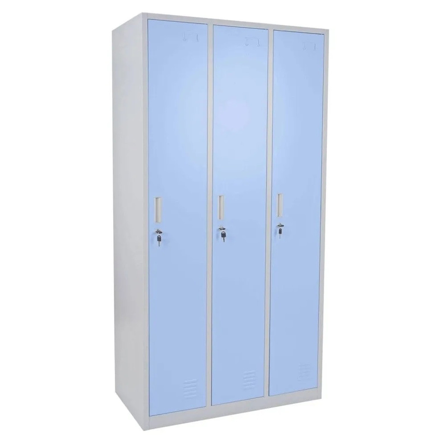 MCW Schließfach Preston T829 Wertfachschrank aus Metall mit 3 Fächern in Blau - Bild 2