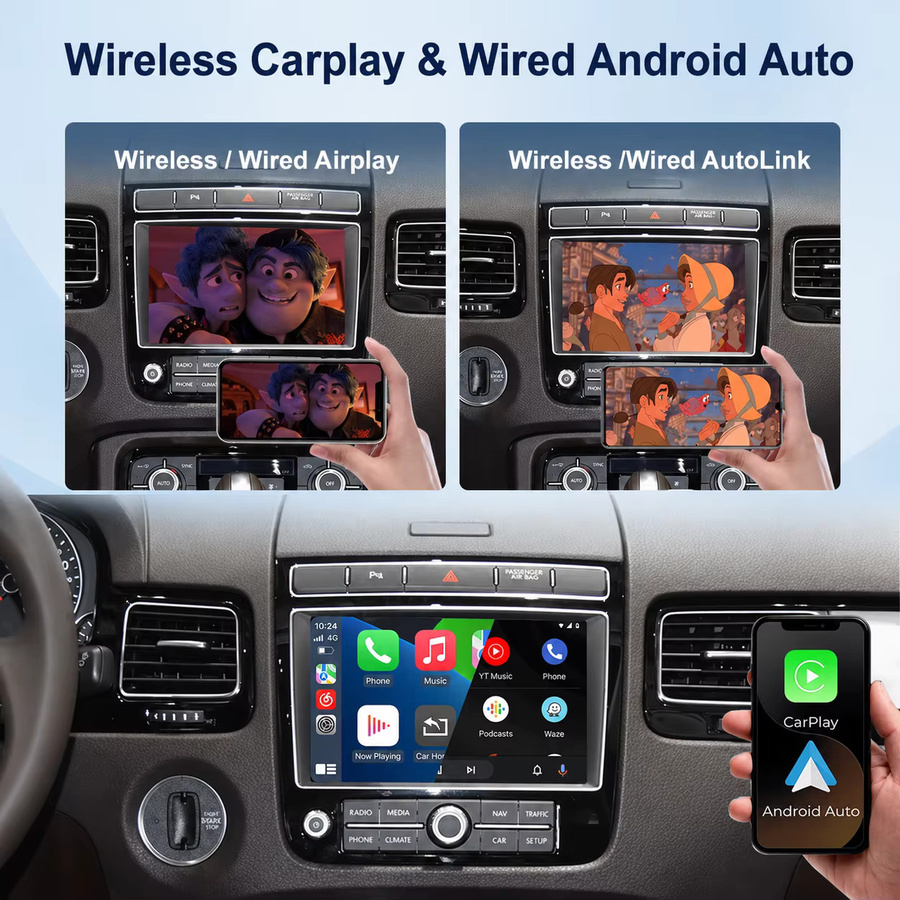 AUTOABC Kabelloses CarPlay und Android Auto Interface für Volkswagen Touareg RNS850 (2010-2018) mit GPS, Bluetooth und Mirror Link sowie Sprachsteuerung - Bild 4
