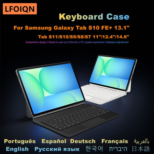 LFOIQN Tastaturhülle für Samsung Galaxy Tab S10 FE Plus, S9 Plus, S8 Plus und S7 Plus, Farbe: Schwarz - Bild 1
