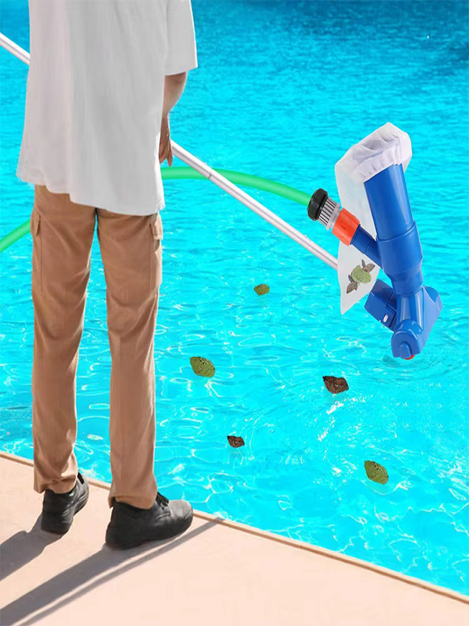 Tragbares Schwimmbad-Reinigungsset mit Skimmer-Netz in Blau für die manuelle Poolreinigung - Bild 4