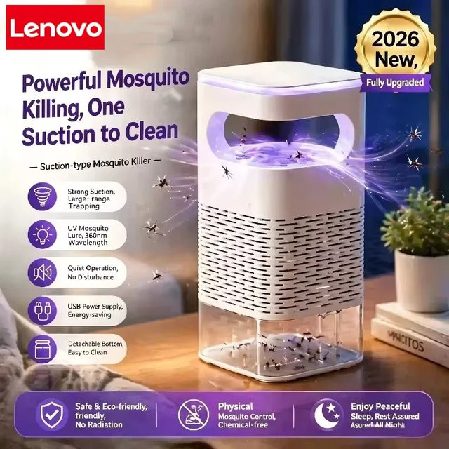 Lenovo Elektrische USB-Mückenfalle in Weiß mit UV-Licht und leiser Insektenvernichtung für Zuhause und Büro - Bild 1