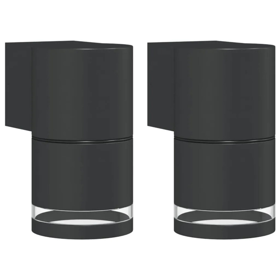 vidaXL Außenwandleuchten 2er Set Schwarz aus Aluminiumdruckguss für Garten und Außenbereich mit IP44 Schutz und GU10 Fassung - Bild 2