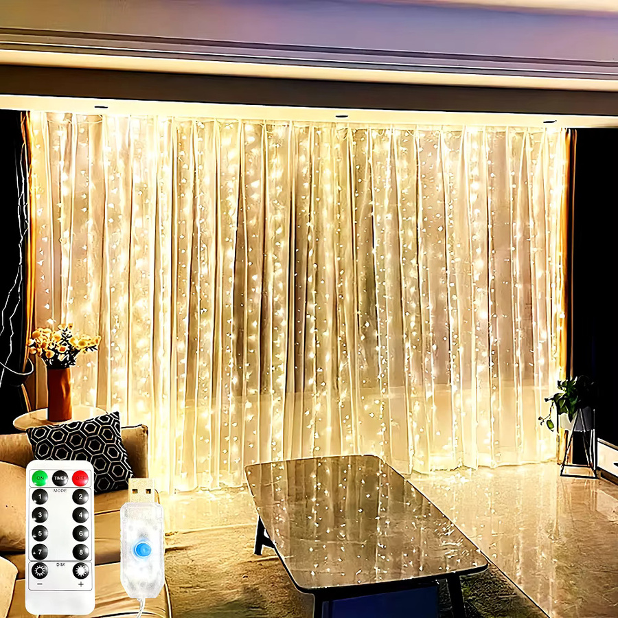 OKAL RED EAST USB LED Weihnachts-Lichterkette als Lichtvorhang in Warmweiß für dein Schlafzimmer - Bild 3