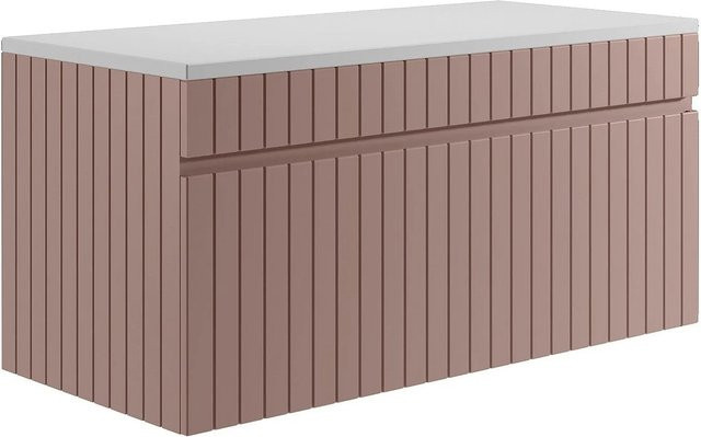 Waschbeckenunterschrank Vente-unique Satara in Puderrosa mit Streifen-Optik, Breite: 100 cm - Bild 1