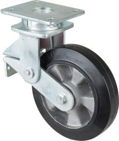 BS Gefederte Schwerlastrolle T100.B80.200 aus Aluminium in Schwarz und Silber mit Schraubbefestigung - Bild 1