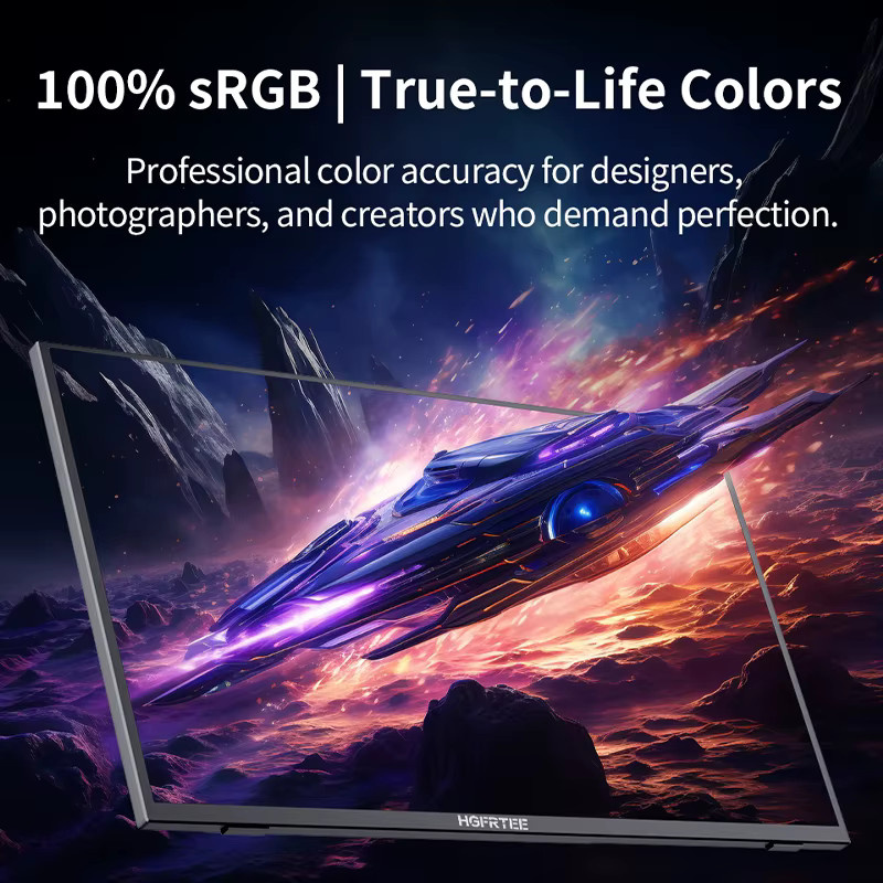 HGFRTEE Tragbarer Gaming-Monitor 21,5 Zoll FHD mit 100 Hz, USB-C und Mini HDMI, Schwarz - Bild 3