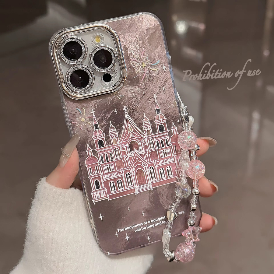 MUQGEW Handyhülle mit Lanyard und Glitzerlinsenfolie in Pink für iPhone Modelle, stoßfeste Abdeckung - Bild 2