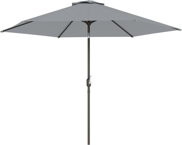 Furnicato Sonnenschirm Grau mit Schutzhülle, 3 m Marktschirm aus Polyester und Metall mit Neigefunktion und Kurbel, UPF30+ - Bild 1