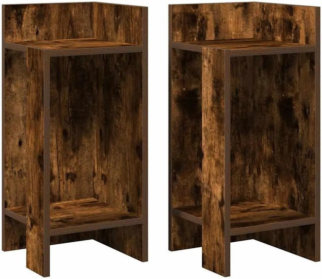 vidaXL Beistelltische 2er Set mit Ablage in Räuchereiche, modern, B/T/H: 25,5 x 27 x 60 cm - Bild 1