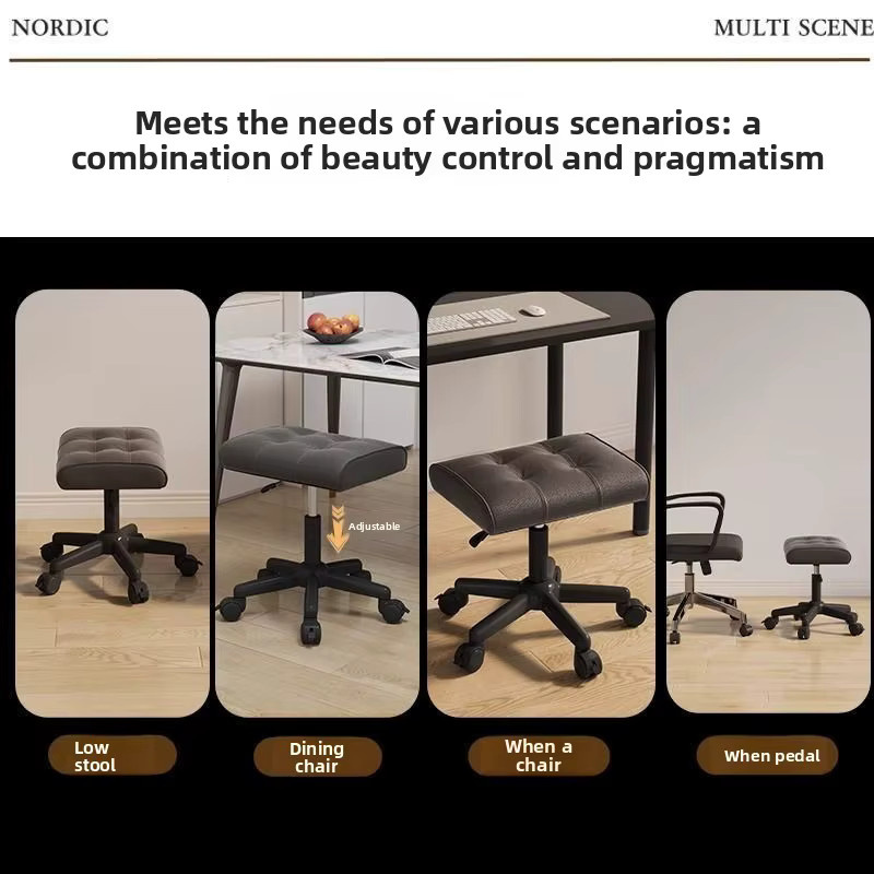 Ergonomische Fußstütze von LIUSHADUOLA in Schwarz mit Memory-Schaum und synthetischem Leder, höhenverstellbarer Fußhocker für Home Office und Sofa - Bild 2