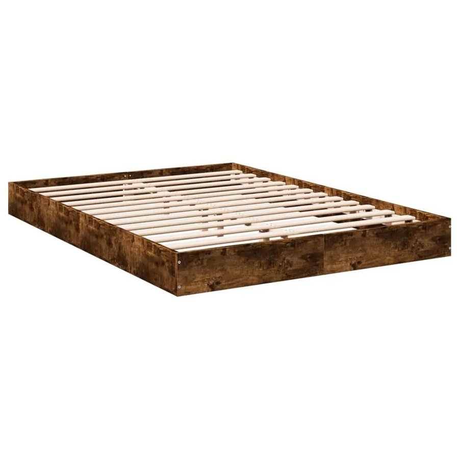 vidaXL Bettgestell aus Holzwerkstoff in Räuchereiche, Farbe Braun, B/T/H: 140 x 200 x 143 cm - Bild 2