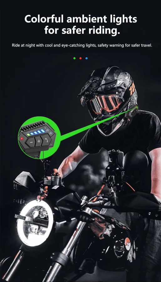 kebidumei BT12 Motorradhelm-Headset Bluetooth 5.4 in Schwarz mit Freisprechfunktion, Geräuschunterdrückung und Sprachsteuerung, wasserdicht und kabellos - Bild 3