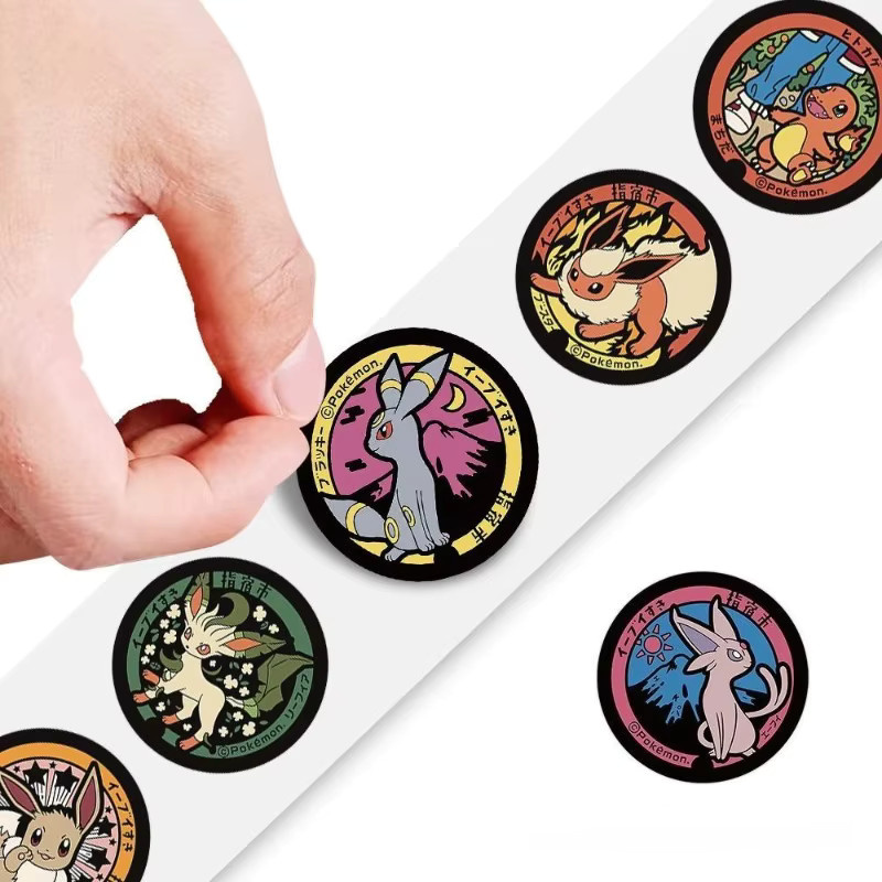 500 Stück Pokémon Pikachu Rollen-Aufkleber von Bandai, wasserfeste Cartoon-Aufkleber in Multicolor für Scrapbook, Handy und Schreibwaren - Bild 3