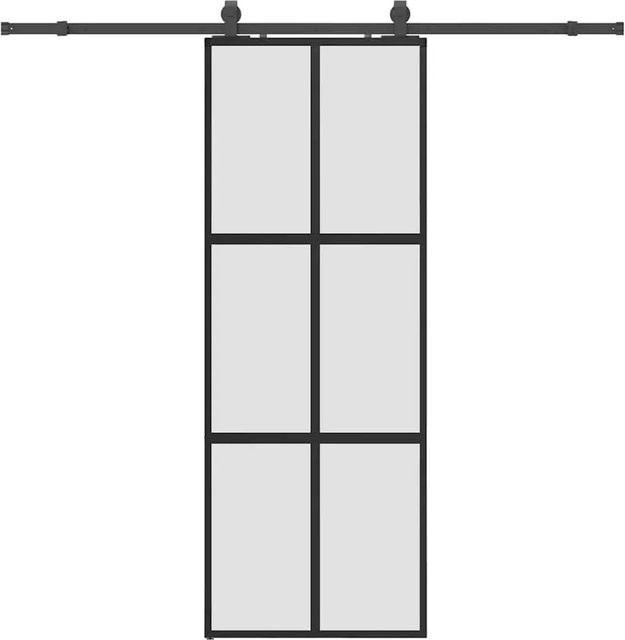 vidaXL Schiebetür aus Hartglas in Schwarz mit Beschlag, modern, B: 76 cm, H: 205 cm - Bild 1