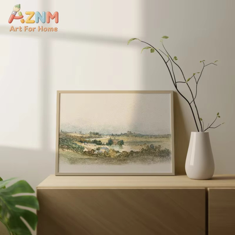 AZNM Vintage Aquarell-Landschaft Wandkunstdrucke in Mehrfarben für deine Farmhaus-Dekoration - Bild 2