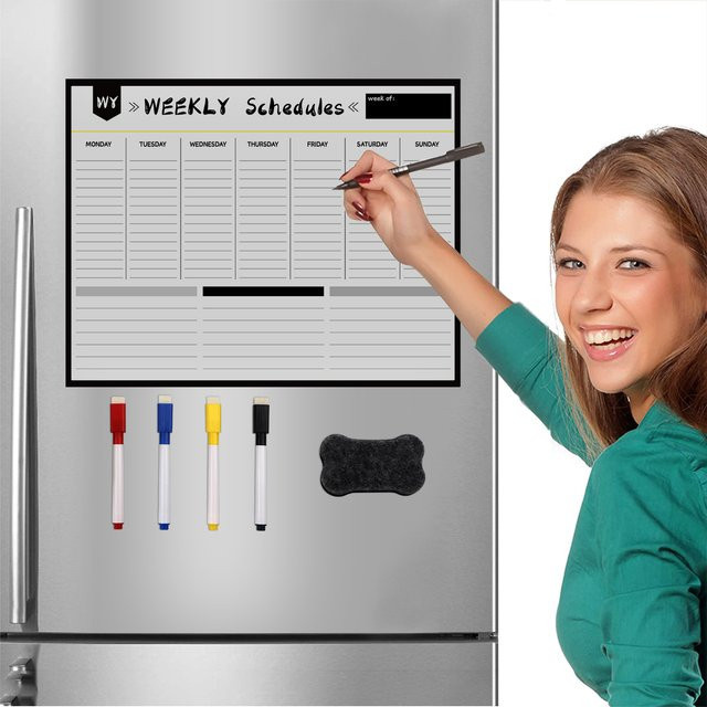 Magnetischer Wochenplan-Whiteboard-Kalender in Weiß, B/H: 40 x 30 cm, abnehmbarer Kühlschrankaufkleber zum Zeichnen von Zeitplänen - Bild 1