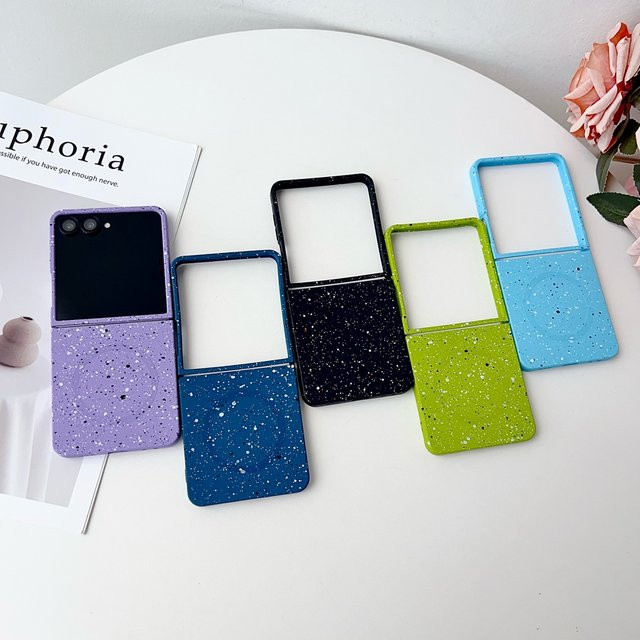Magnetische kabellose Ladehülle für Samsung Galaxy Z Flip 5, Z Flip 6 und Z Flip 7 in Weiß, Schwarz und Mehrfarbig gesprenkelt - Bild 1