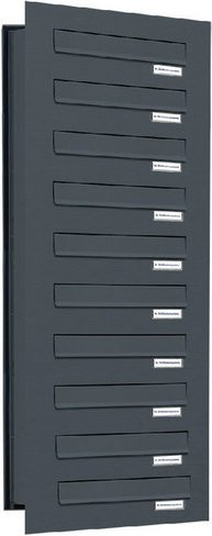 AL Briefkasten für 10 Parteien, Mauerdurchwurf, grau, B/H/T: 153,333 x 115,0 x 48,0 cm - Bild 1
