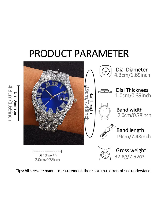 CMK Schmuck-Set, Armbanduhr, Halskette, Ring, Quarz, Edelstahl, Blau, Herren - Bild 6