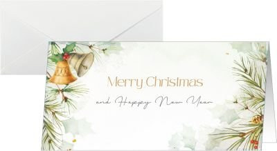 Sigel Weihnachtskarten Bells in Gold, Grün und Weiß mit Umschlägen, 25 Stück, DIN lang, bedruckbar aus Karton und Papier - Bild 1