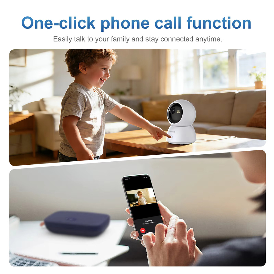 VIDEOLIFE FHD WLAN-Heimsicherheitskamera in Weiß mit Personenerkennung, automatischer Bewegungsverfolgung und Ein-Klick-Anruffunktion zur Innenüberwachung - Bild 5