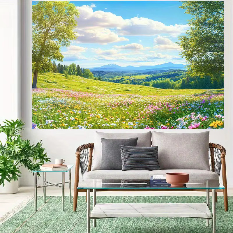 VIKAMA Fotografie-Hintergrundtuch Frühlingsblumenmeer in Mehrfarbig für Hochzeiten, Osterfeiern und Dekorationen - Bild 2