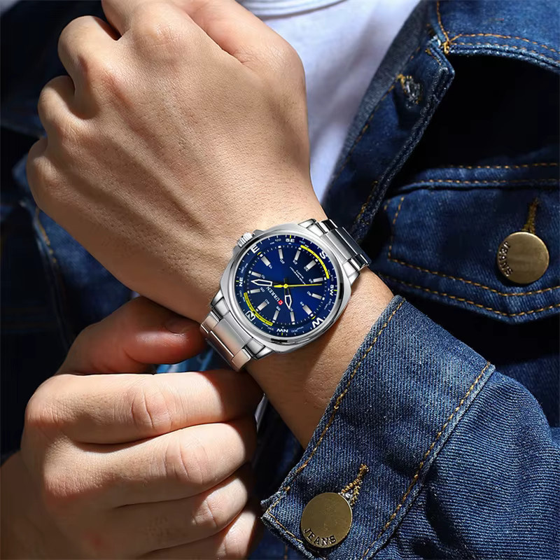 CURREN Armbanduhr, Quarz, Edelstahl, Blau, Herren - Bild 2