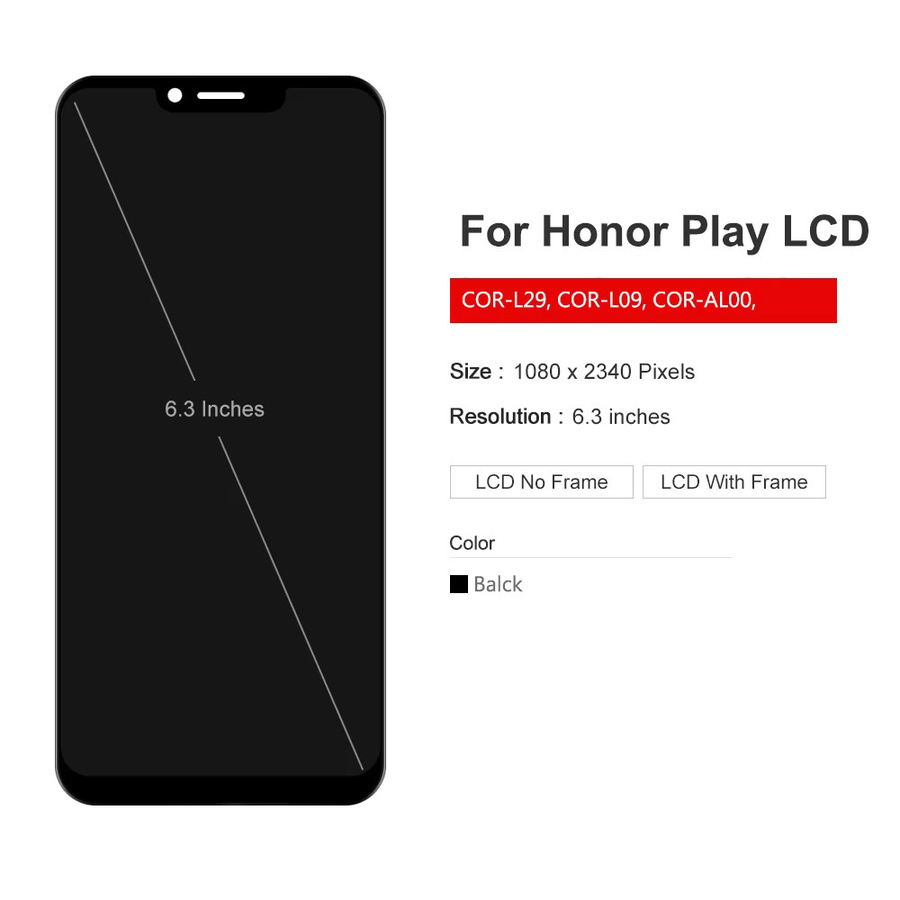 Honor Play LCD-Display mit 6,3 Zoll Touch-Digitizer und Rahmen in Schwarz für COR-L29 COR-AL00 - Bild 3