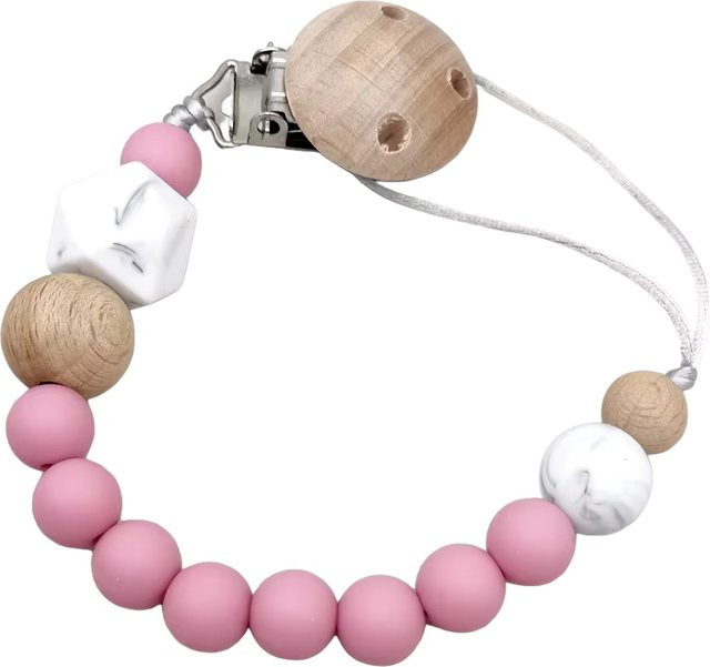 Panplay Handgemachte Baby Schnullerkette aus Buchenholz als Kauspielzeug für Neugeborene in Natur/Holzfarben - Bild 1