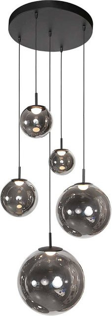Steinhauer Bollique 4196 LED-Pendelleuchte 5-flammig rund in Transparent und Grau, höhenverstellbar und dimmbar - Bild 1