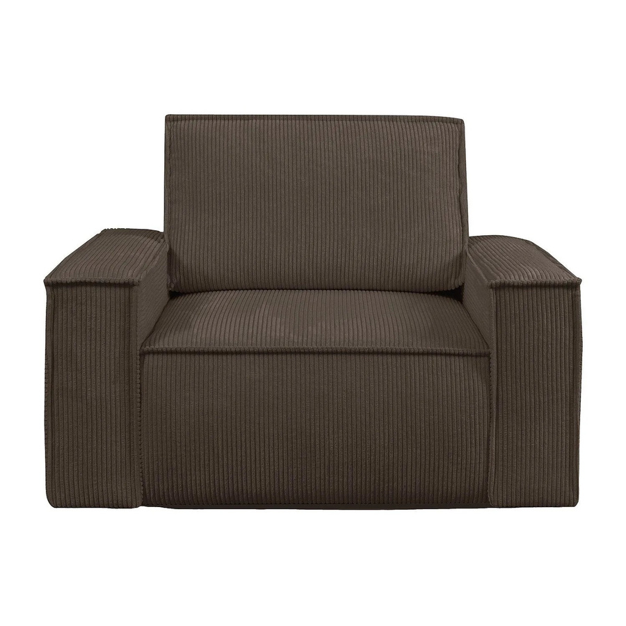 Vente-unique Sessel Amelia mit gerader Rückenlehne und Armlehnen in Braun Cord, Breite: 120 cm - Bild 2