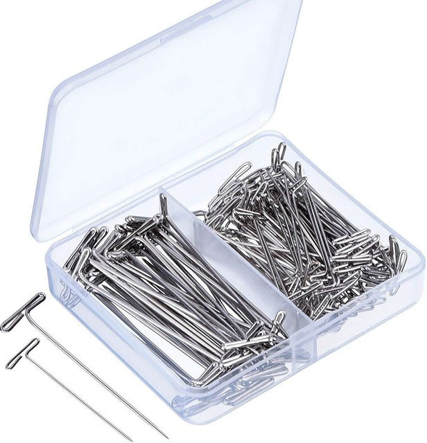 100 Stück Edelstahl T-Pins Reißzwecken in Silber mit Aufbewahrungsbox für Handwerk und Stricken - Bild 1
