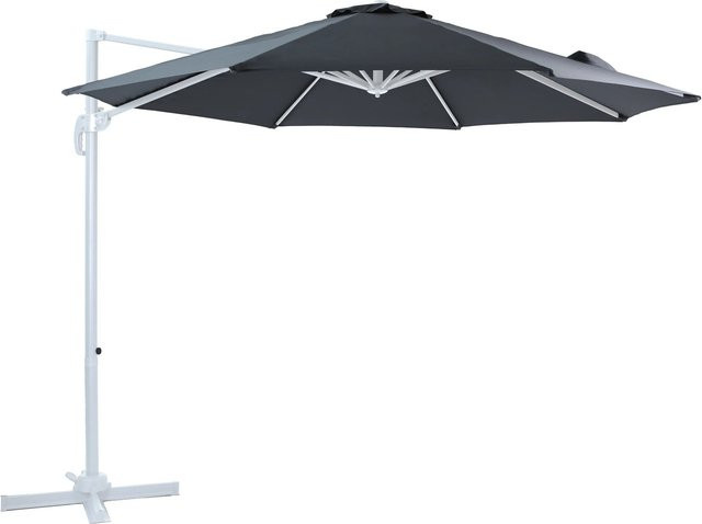 AXI Ampelschirm Grau mit Handöffner aus Aluminium und Polyester, Durchmesser: 300 cm, Höhe: 235 cm - Bild 1