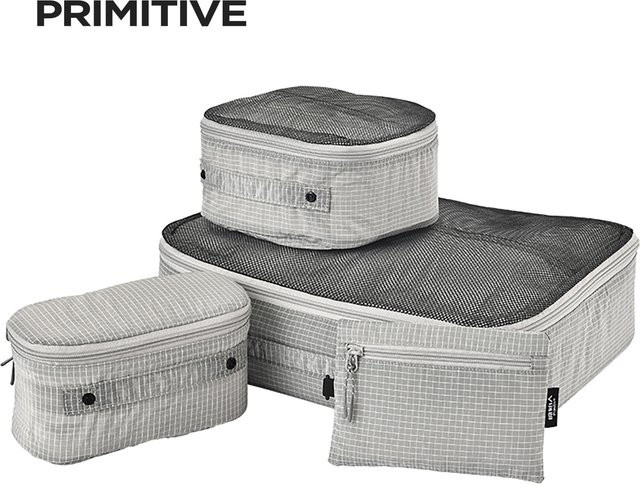 Primitive Packwürfel Komprimierbare Gepäckorganizer in Grau aus Mesh und Stoff für deine Reise - Bild 1