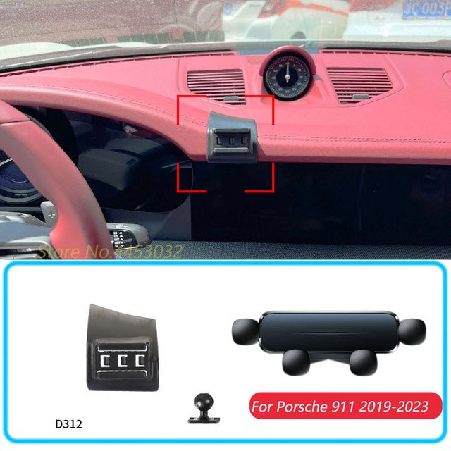Auto Telefon Halterung für Porsche 911 (2019-2023) mit Schwerkraft-System und GPS-Unterstützung in Schwarz - Bild 1