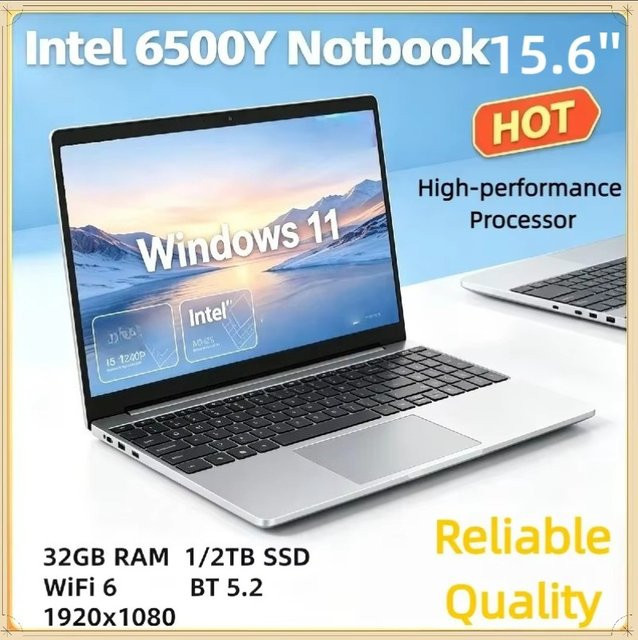 Intel Core i7-6500Y Laptop mit 15,6 Zoll Display, 32 GB RAM, 2 TB SSD und Windows 11 in Silber - Bild 1