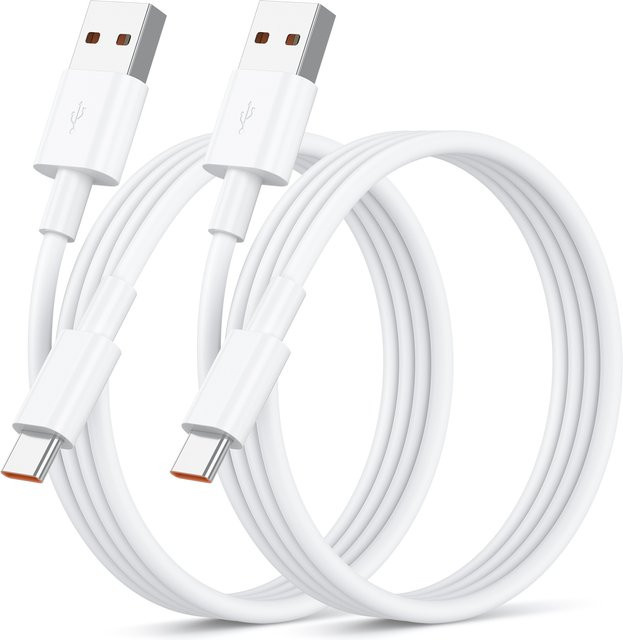 USB A auf USB C Ladekabel 5A in Weiß für iPhone 15, Samsung Galaxy S25 S24 S23 S22, Google Pixel 10 9 Pro, Xiaomi und Huawei - Bild 1