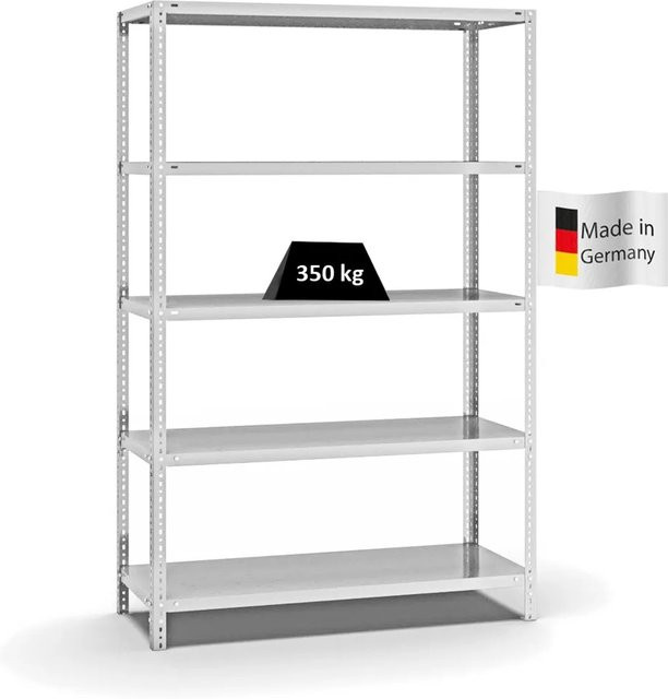 PROREGAL Heavy-Duty Fachbodenregal mit Schraubsystem, 5 Ebenen, Lichtgrau, H x B x T: 200 x 130 x 50 cm - Bild 1