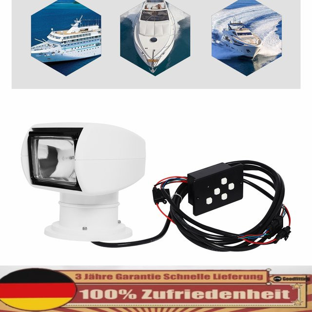 Wasserdichter Marine Scheinwerfer 100 W mit Fernbedienung, 12 V, 360 Grad drehbarer Bootssuchlicht in Weiß - Bild 1