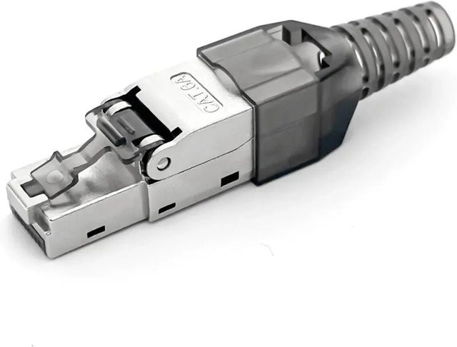 hb-digital Netzwerkstecker CAT 6a LSA feldkonfektionierbar mit vergoldeten RJ45 Pins und PoE Unterstützung in Grau - Bild 1