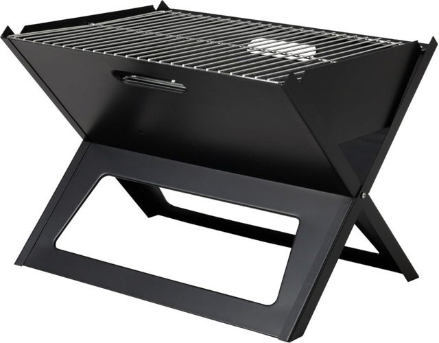 Faltbarer Notebook-BBQ-Grill aus Edelstahl in Schwarz für Camping und Picknick, B/T: 43,0 x 37,0 cm - Bild 1