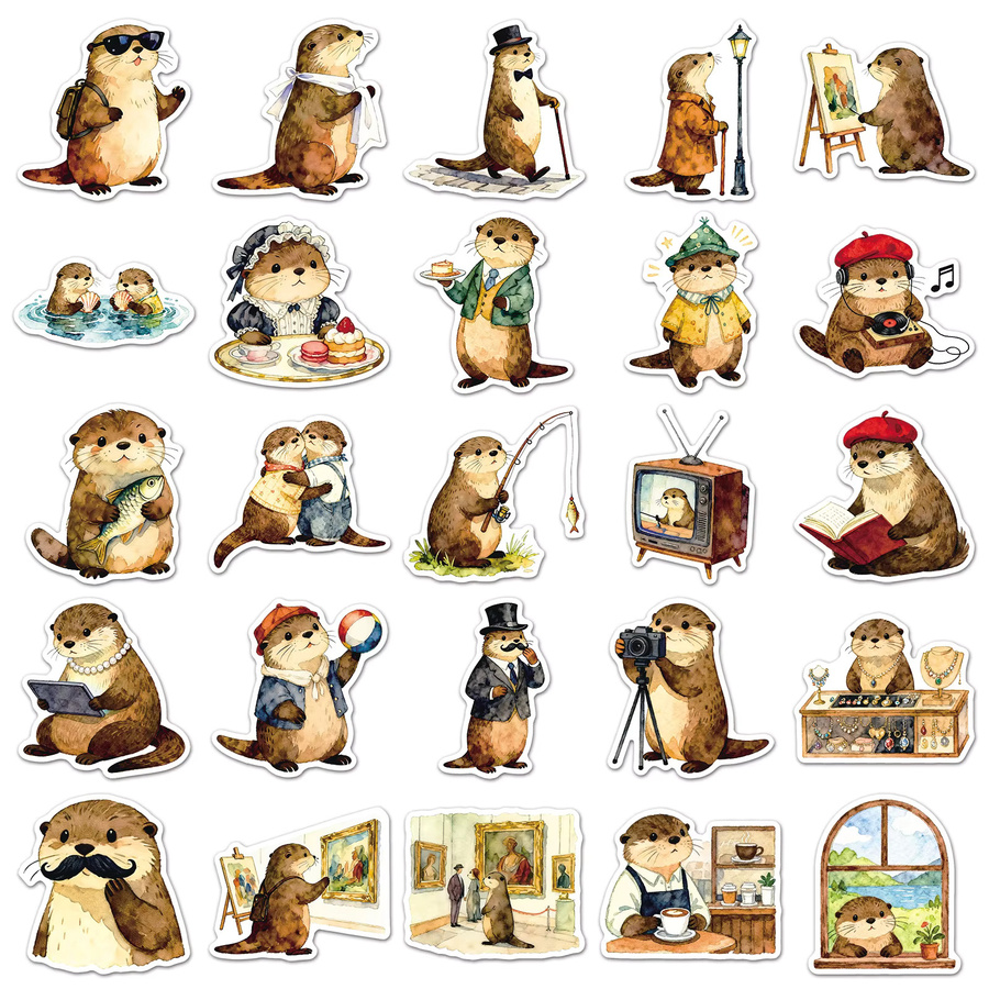 YIIMANNER Cartoon-Otter-Aufkleber, niedliche Tiere, 50/100 Stück - Bild 2