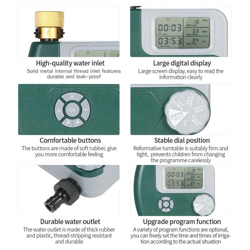 TOMTOP JMS Programmierbarer digitaler Schlauch-Wasserhahn-Timer mit Display, batteriebetriebenes automatisches Bewässerungssystem für den Außenbereich mit US-Wasserhahnanschluss - Bild 7