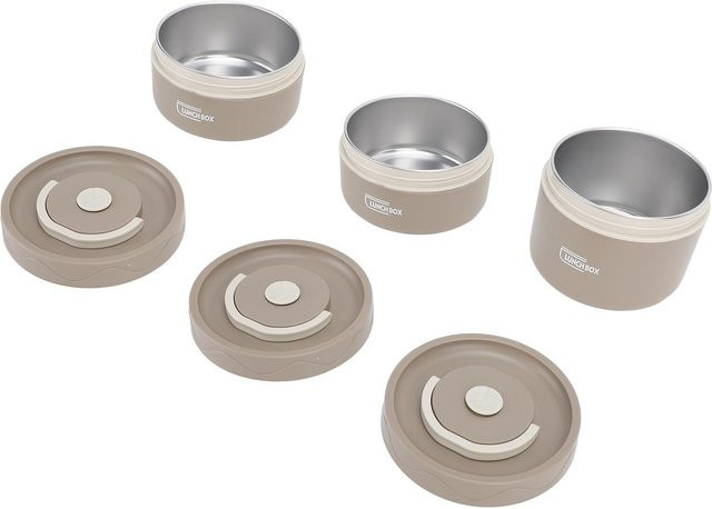 KaiSai Isolierter Lunchbehälter aus 304 Edelstahl mit Thermotasche, 3-teiliges Bento-Box Set, Dunkelbraun/Beige, auslaufsicher und thermisch - Bild 1