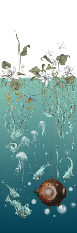 Edmond Petit Meeres-Tapete Nautilus droit in Turquoise aus Vlies - Bild 1